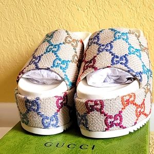 Multicolor Gucci Platform Slides size US 8